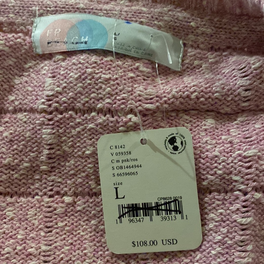 NWT Free People Beach Declan pink two piece knit Romper & Cardi. Size L - Picture 9 of 10